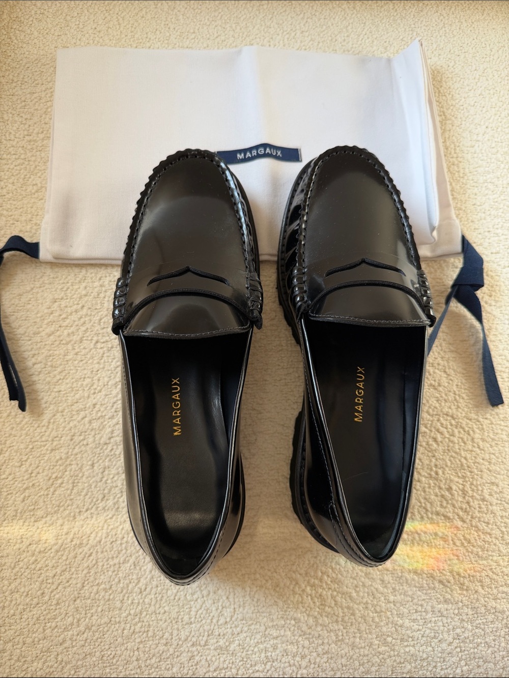 Margaux Black Patent Leather Penny Loafers
